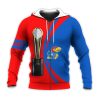 NCAA Kansas Jayhawks Custom Text Champions Red Blue Zip Up Hoodie