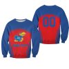 NCAA Kansas Jayhawks Custom Text Number Blue Red Sweatshirt