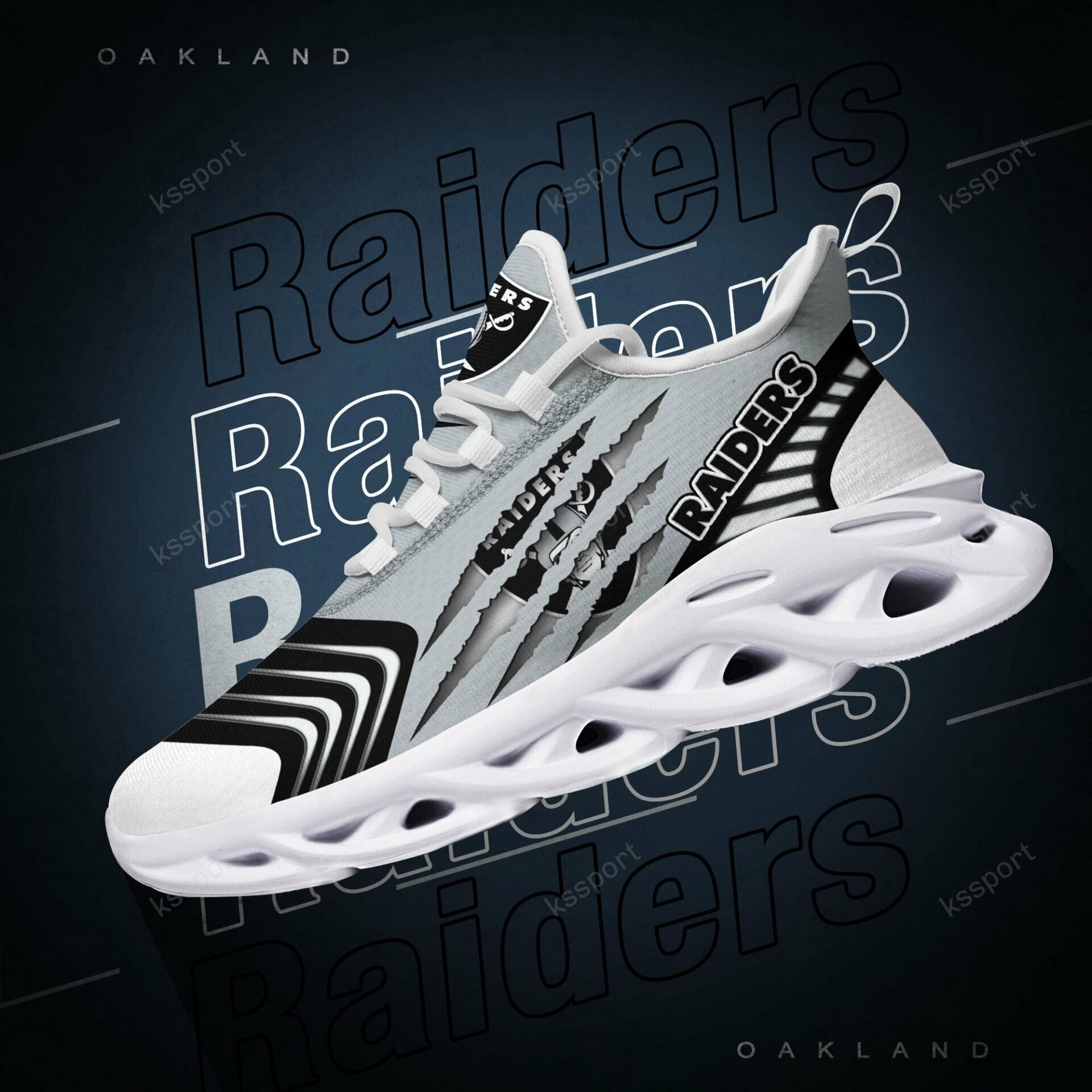 NFL Las Vegas Raiders Silver Black Max Soul Shoes V2 NFL Las Vegas Raiders Silver Black Max Soul Shoes V2