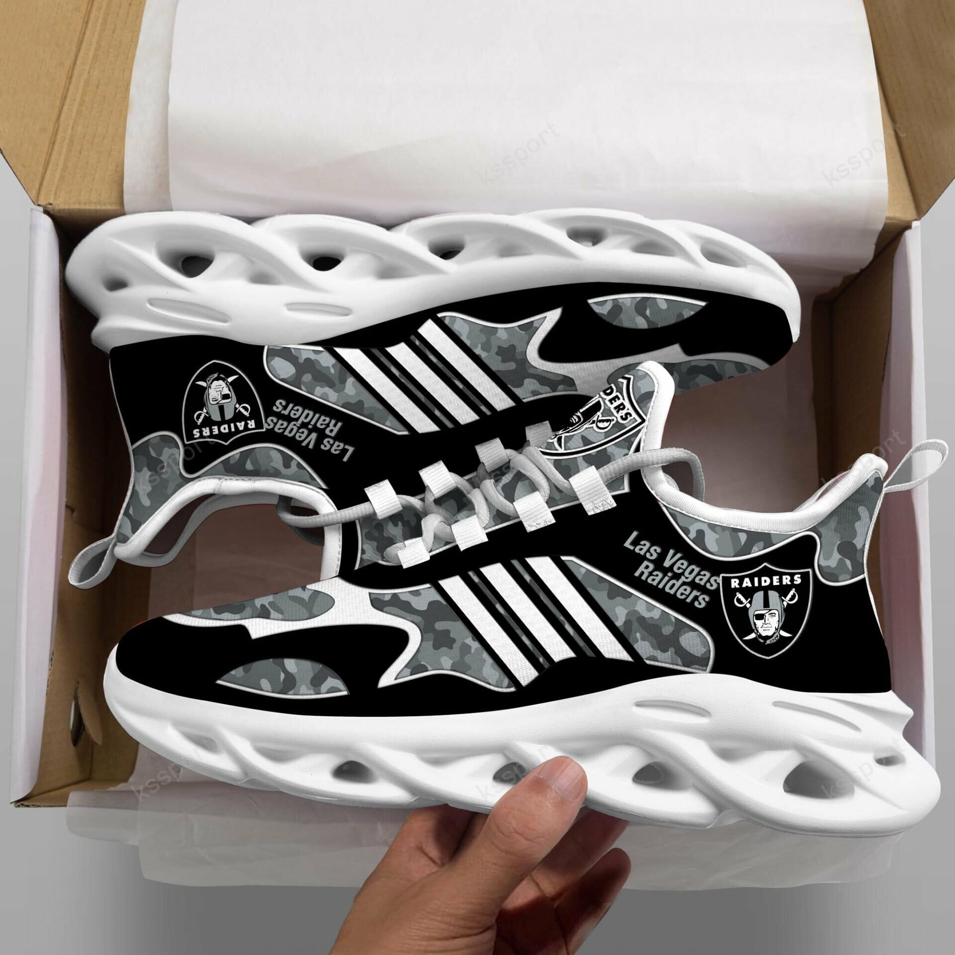 NFL Las Vegas Raiders Camo Black Max Soul Shoes NFL Las Vegas Raiders Camo Black Max Soul Shoes