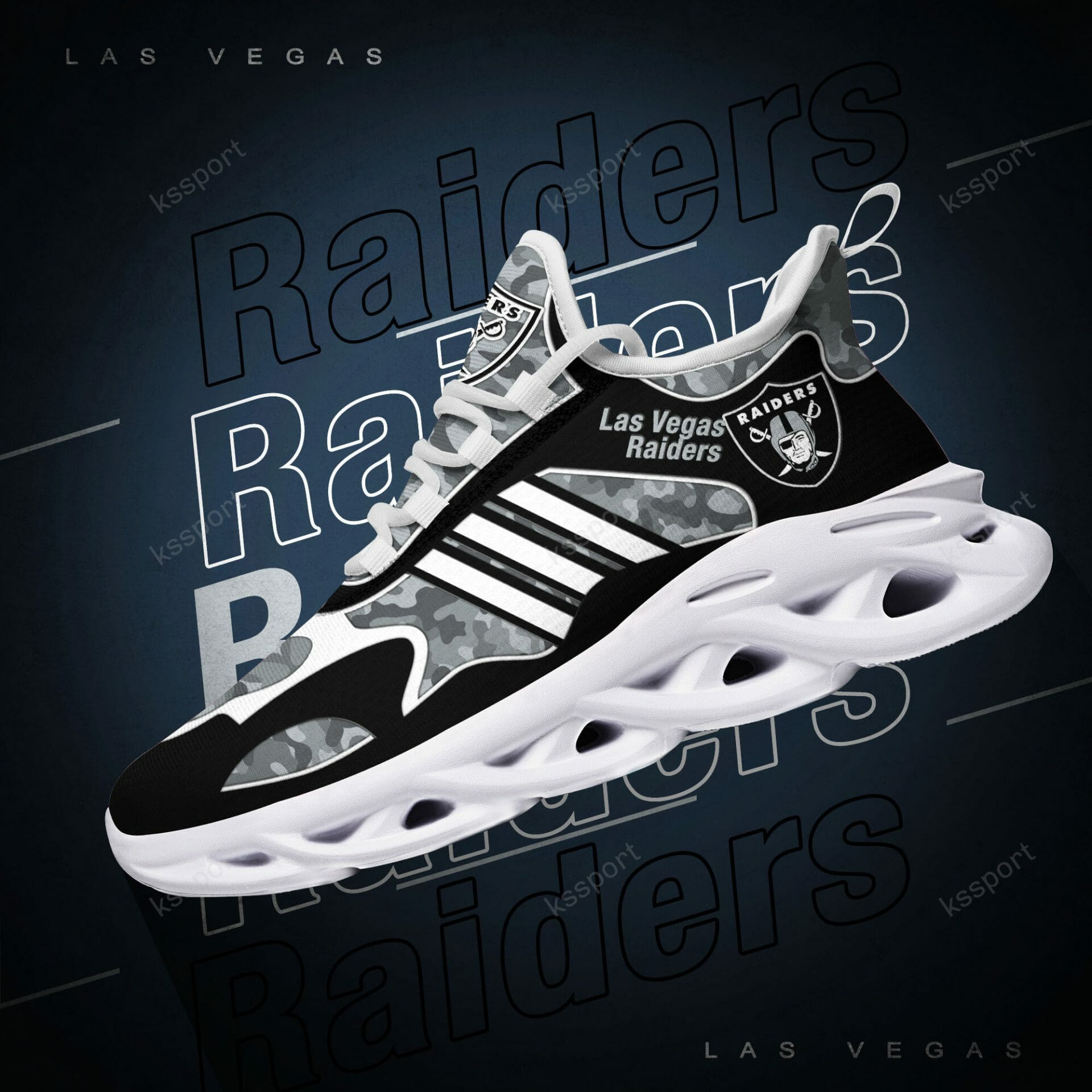 NFL Las Vegas Raiders Camo Black Max Soul Shoes NFL Las Vegas Raiders Camo Black Max Soul Shoes