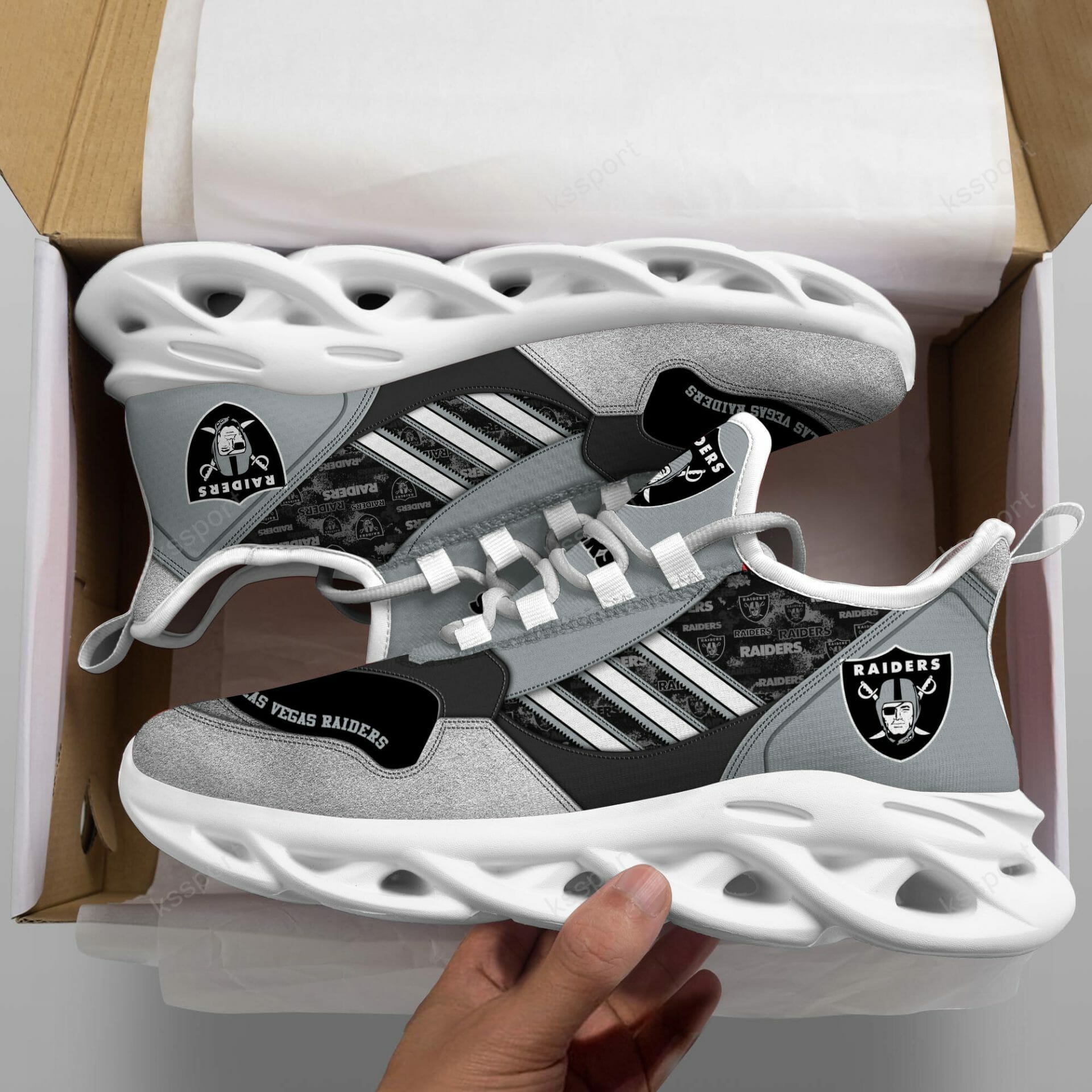 NFL Las Vegas Raiders Silver Max Soul Shoes NFL Las Vegas Raiders Silver Max Soul Shoes