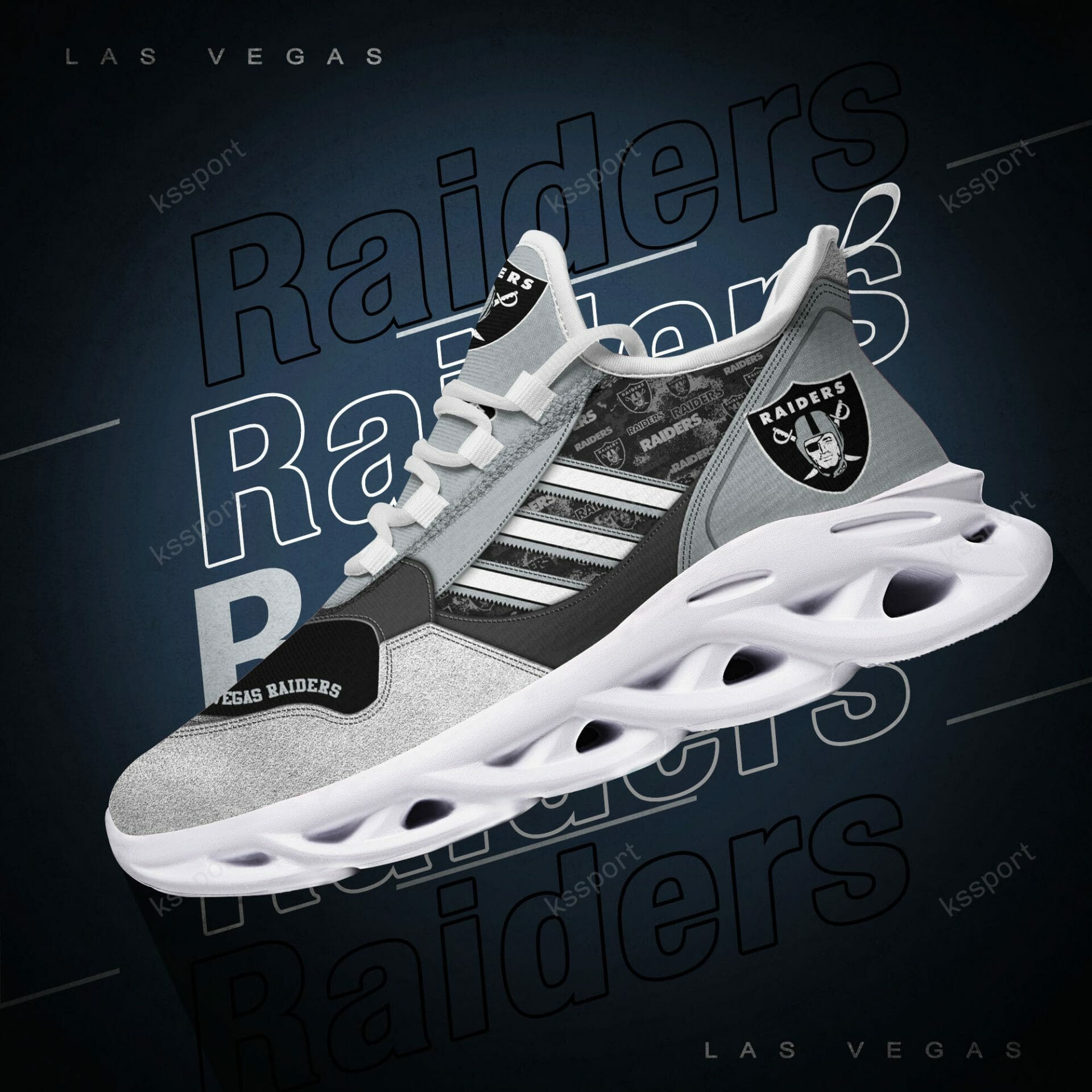 NFL Las Vegas Raiders Silver Max Soul Shoes NFL Las Vegas Raiders Silver Max Soul Shoes