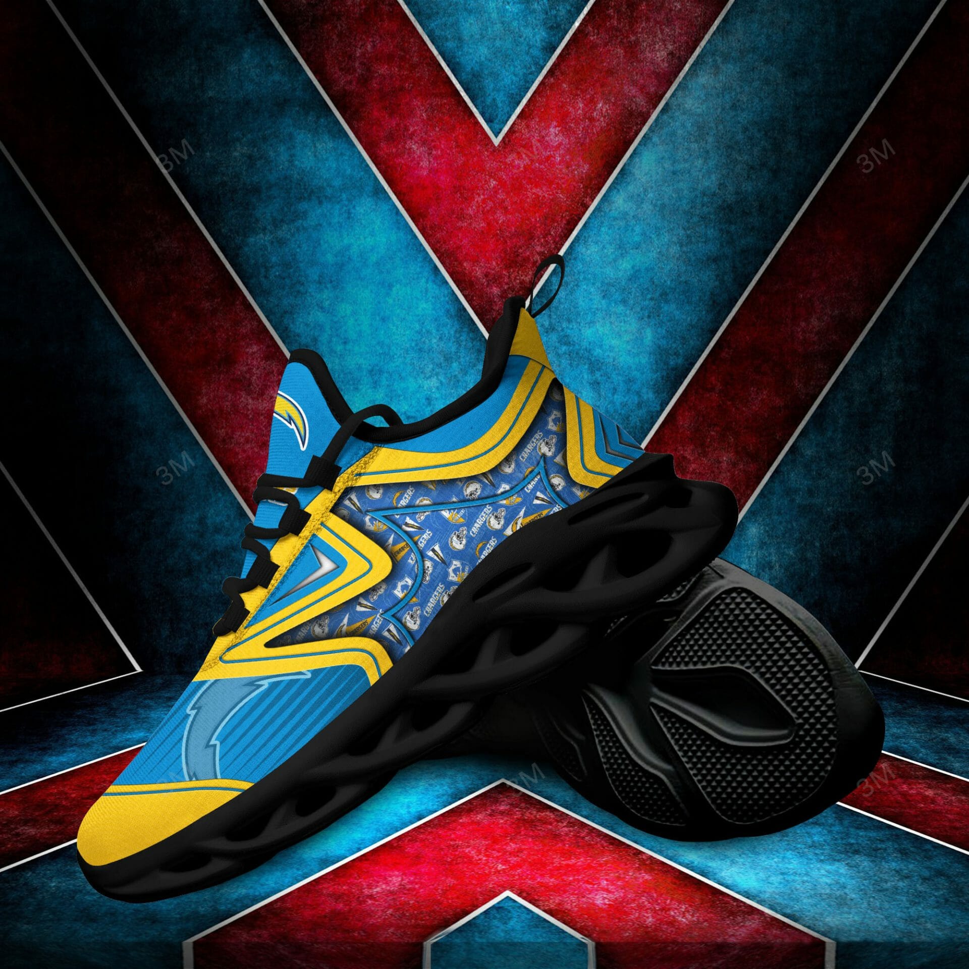 NFL Los Angeles Chargers Powder Blue Gold Max Soul Shoes V4 NFL Los Angeles Chargers Powder Blue Gold Max Soul Shoes V4