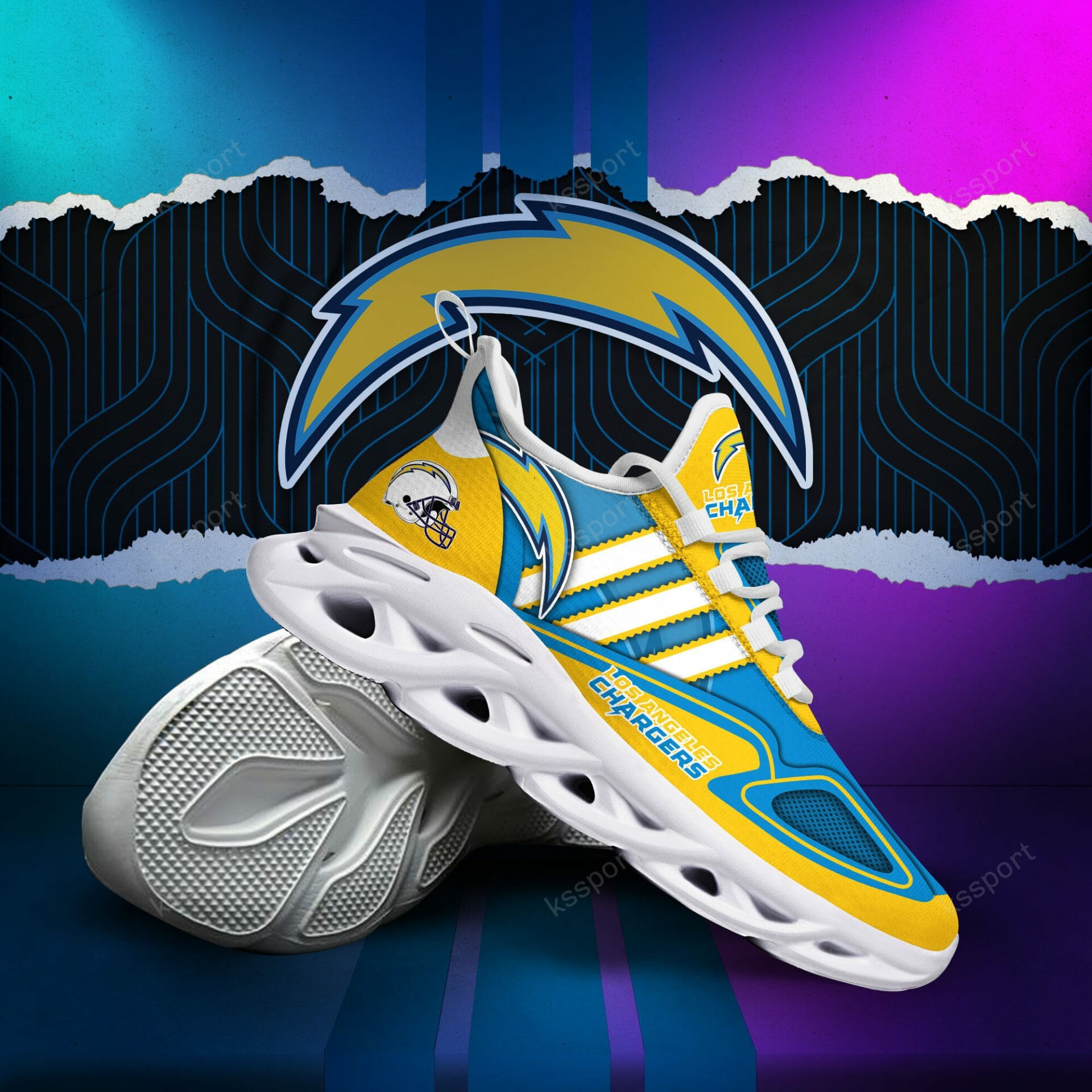 NFL Los Angeles Chargers Gold Powder Blue Max Soul Shoes NFL Los Angeles Chargers Gold Powder Blue Max Soul Shoes