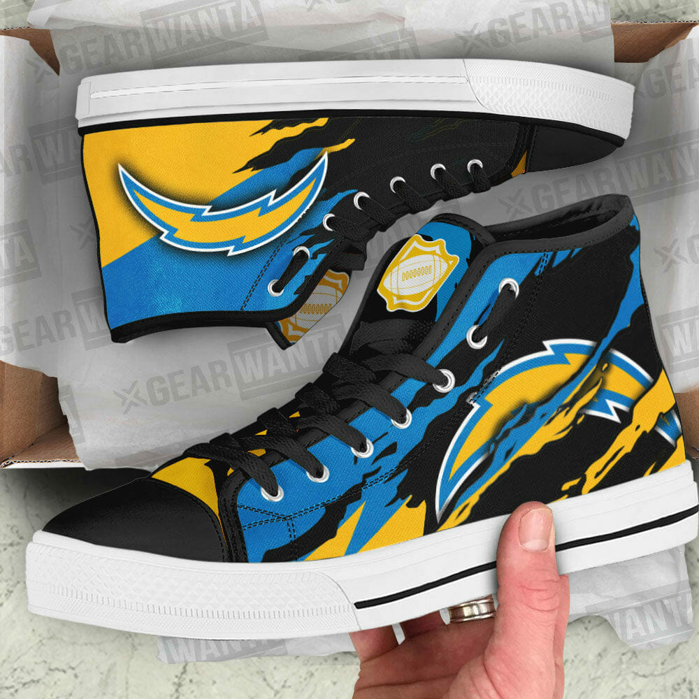 NFL Los Angeles Chargers Blue Gold High Top Shoes NFL Los Angeles Chargers Blue Gold High Top Shoes