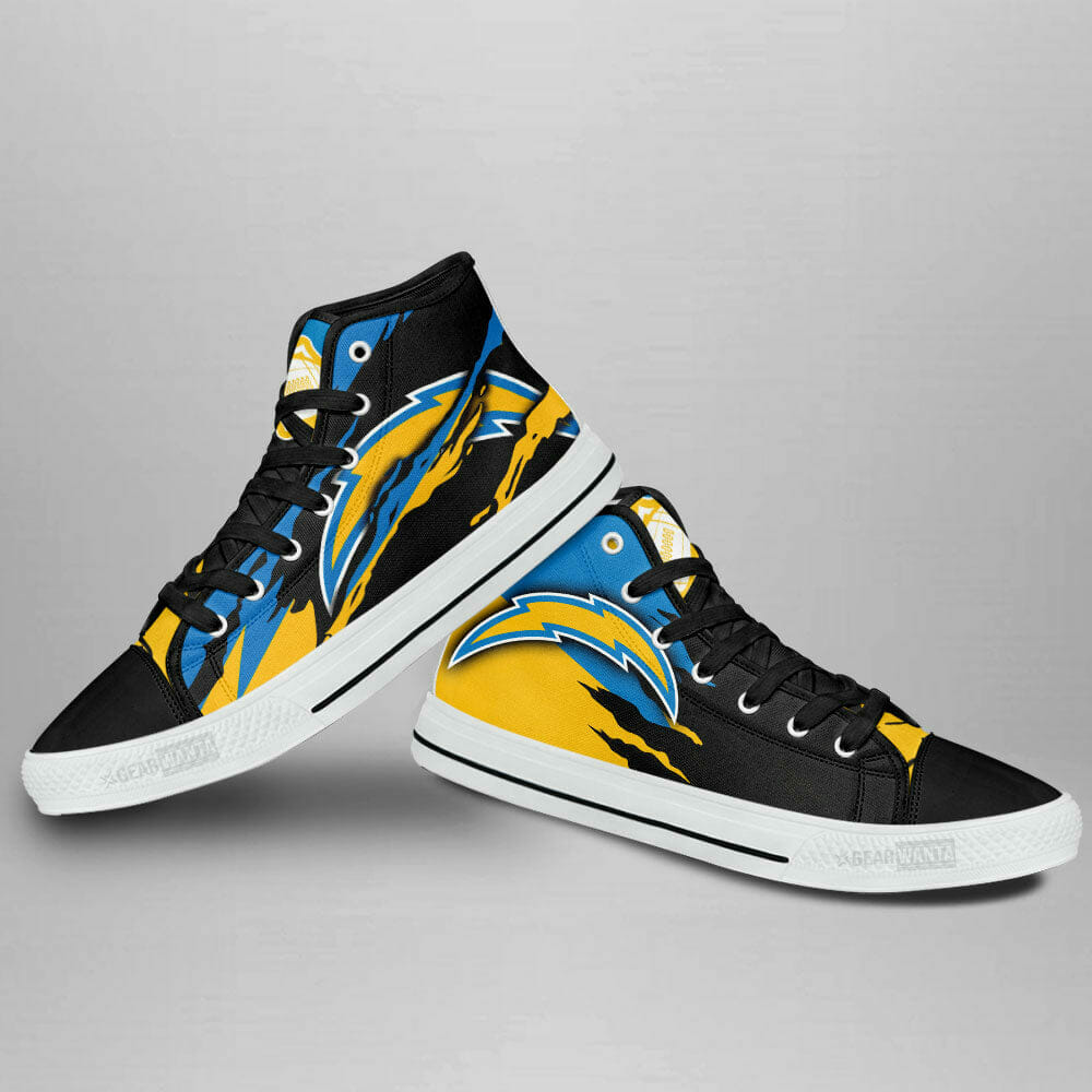 NFL Los Angeles Chargers Blue Gold High Top Shoes NFL Los Angeles Chargers Blue Gold High Top Shoes