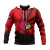 NCAA Louisville Cardinals Custom Text Number Red Black Zip Up Hoodie V4