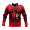 NCAA Louisville Cardinals Custom Text Number Red Black Zip Up Hoodie V5