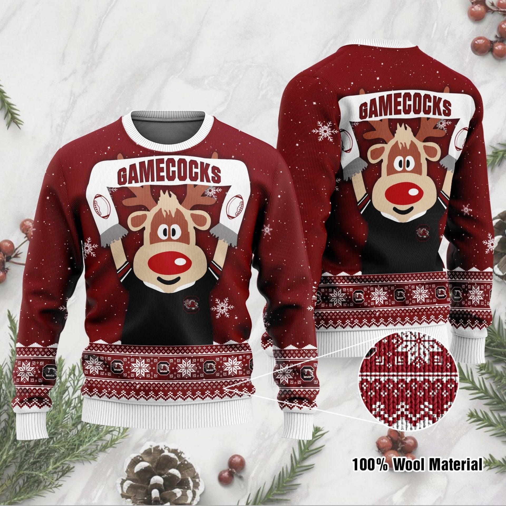 NCAA South Carolina Gamecocks Garnet Ugly Christmas Sweater