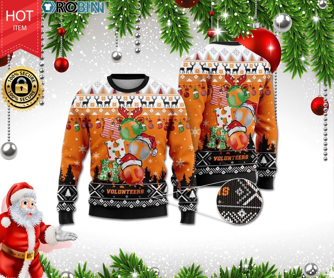 NCAA Tennessee Volunteers Ho Ho Ho Ugly Christmas Sweater NCAA Tennessee Volunteers Ho Ho Ho Ugly Christmas Sweater
