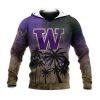 NCAA Washington Huskies Coconut Tree Tropical Zip Up Hoodie