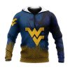 NCAA West Virginia Mountaineers Custom Text Number Blue Gold Pullover Hoodie