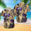 NCAA Kansas State Wildcats Gold Purple Skull Hawaiian Shirt