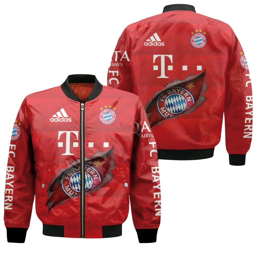 Bayern Munich Red Scratch Bomber Jacket
