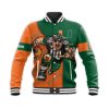 NCAA Miami Hurricanes Custom Number Orange Green Baseball Jacket