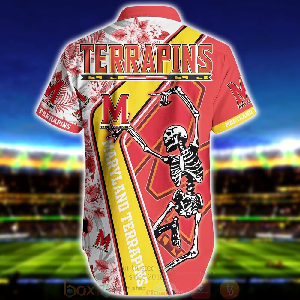 NCAA Maryland Terrapins Skeleton Red Yellow Hawaiian Shirt NCAA Maryland Terrapins Skeleton Red Yellow Hawaiian Shirt