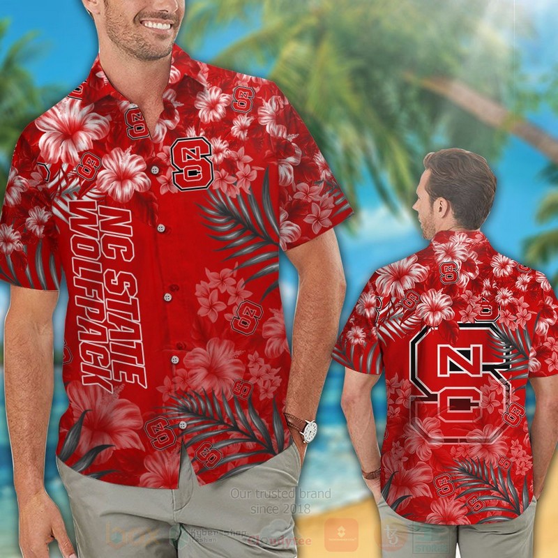 NCAA NC State Wolfpack Red Flowers Hawaiian Shirt NCAA NC State Wolfpack Red Flowers Hawaiian Shirt