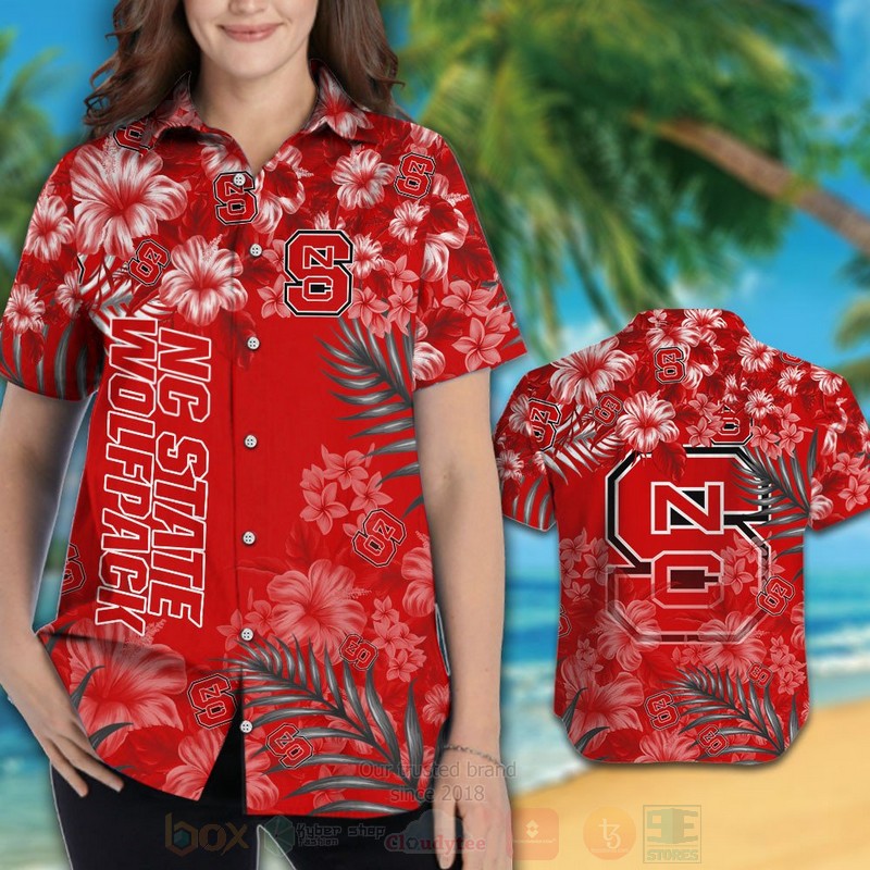 NCAA NC State Wolfpack Red Flowers Hawaiian Shirt NCAA NC State Wolfpack Red Flowers Hawaiian Shirt