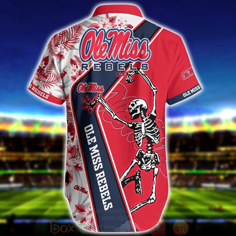 NCAA Ole Miss Rebels Red Skeleton Hawaiian Shirt