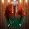 NCAA Miami Hurricanes Orange Green Zip Up Hoodie