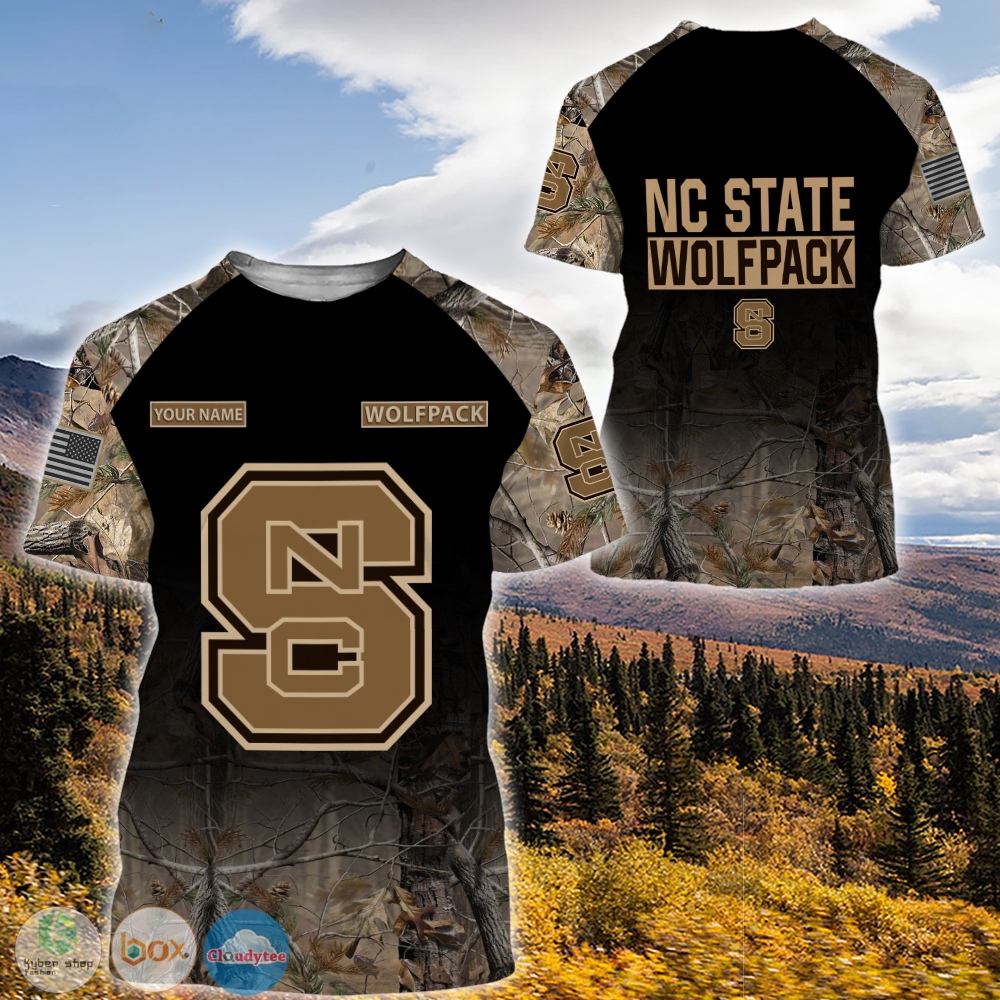 NCAA NC State Wolfpack Custom Name Black Forest T-Shirt NCAA NC State Wolfpack Custom Name Black Forest T-Shirt