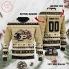 NCAA Purdue Boilermakers Custom Text Number Gold Ugly Christmas Sweater
