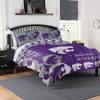 NCAA Kansas State Wildcats Purple Silver Hexagon Bedding Set