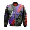 NCAA Kansas State Wildcats Red Flowers Purple Bomber Jacket