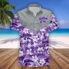 NCAA Kansas State Wildcats Flowers Purple Silver Hawaiian Shirt