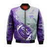NCAA Kansas State Wildcats Purple Flame Ball Silver Bomber Jacket