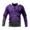 NCAA Kansas State Wildcats Custom Text Number Purple Grunge Pullover Hoodie