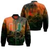 NCAA Miami Hurricanes Coconut Orange Green Bomber Jacket V7