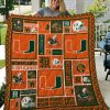 NCAA Miami Hurricanes Orange Green Mascot Quilt Blanket V3