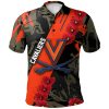 NCAA Virginia Cavaliers Red Flowers Orange Polo Shirt
