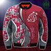 NCAA Washington State Cougars Custom Number Red Grey Bomber Jacket