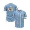 Manchester City Custom Name Sky Blue Baseball Jersey