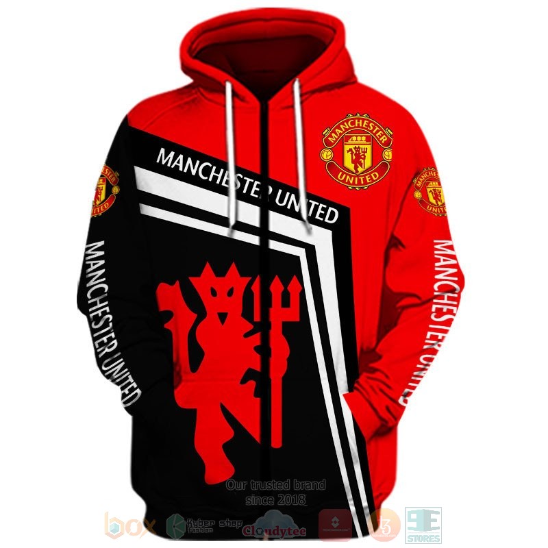 Manchester United Red Black Zip Up Hoodie V5 Manchester United Red Black Zip Up Hoodie V5