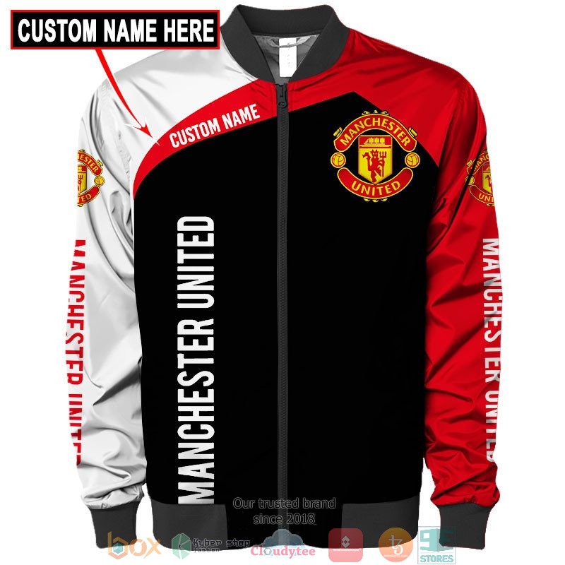 Manchester United Custom Name Black Red Bomber Jacket V7