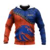 NCAA Boise State Broncos Orange Blue Grunge Polynesian Pullover Hoodie