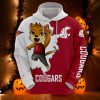 NCAA Washington State Cougars Red White Scratch Mascot Pullover Hoodie