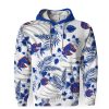 NCAA Boise State Broncos Blue White Tropical Flowers Pullover Hoodie