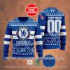 Chelsea FC Custom Name Number Ugly Christmas Sweater