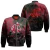 NCAA Washington State Cougars Red Coconut Tree Tropical Grunge Bomber Jacket