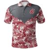 NCAA Washington State Cougars Red White Flowers Polo Shirt