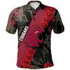 NCAA Washington State Cougars Red Flowers Black Polo Shirt