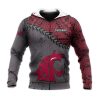 NCAA Washington State Cougars Red Grey Grunge Polynesian Tatto Pullover Hoodie