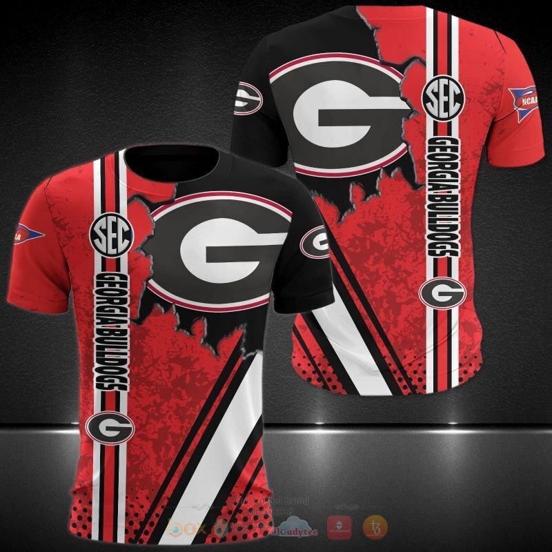 NCAA Georgia Bulldogs Red Black Scratch T-Shirt V11 NCAA Georgia Bulldogs Red Black Scratch T-Shirt V11