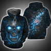 NBA Oklahoma City Thunder Black Blue Skull Pullover Hoodie