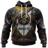 NBA Denver Nuggets Custom Name Number Warrior Armor Zip Up Hoodie
